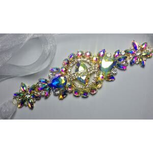 Rhinestone belt AB sash, bridal wedding drag queen statement belt sash,